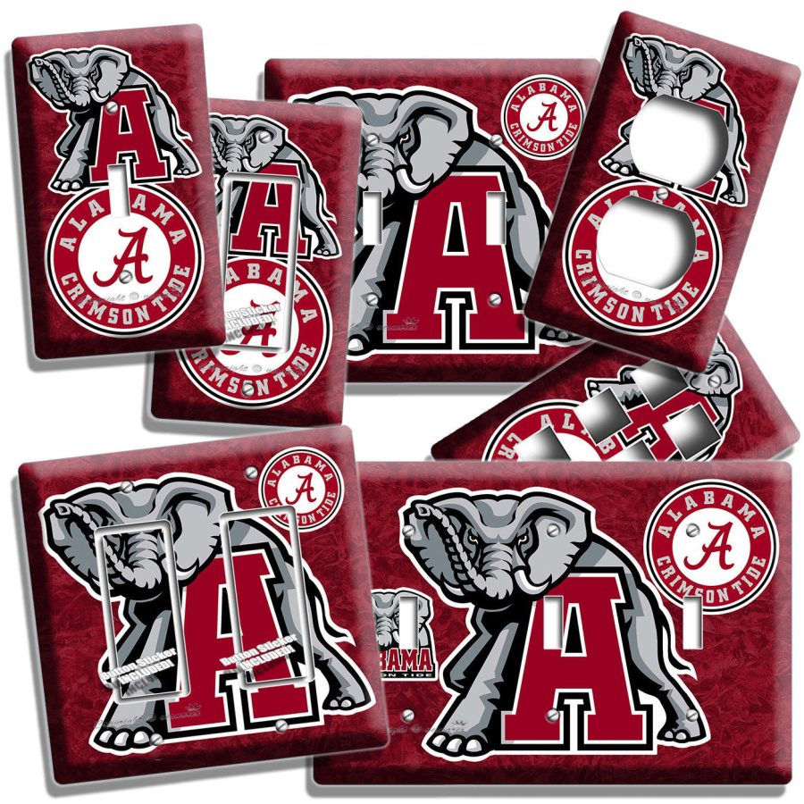 ALABAMA CRIMSON TIDE FOOTBALL TEAM LIGHT SWITCH OUTLET WALL PLATE ROOM ART DECOR