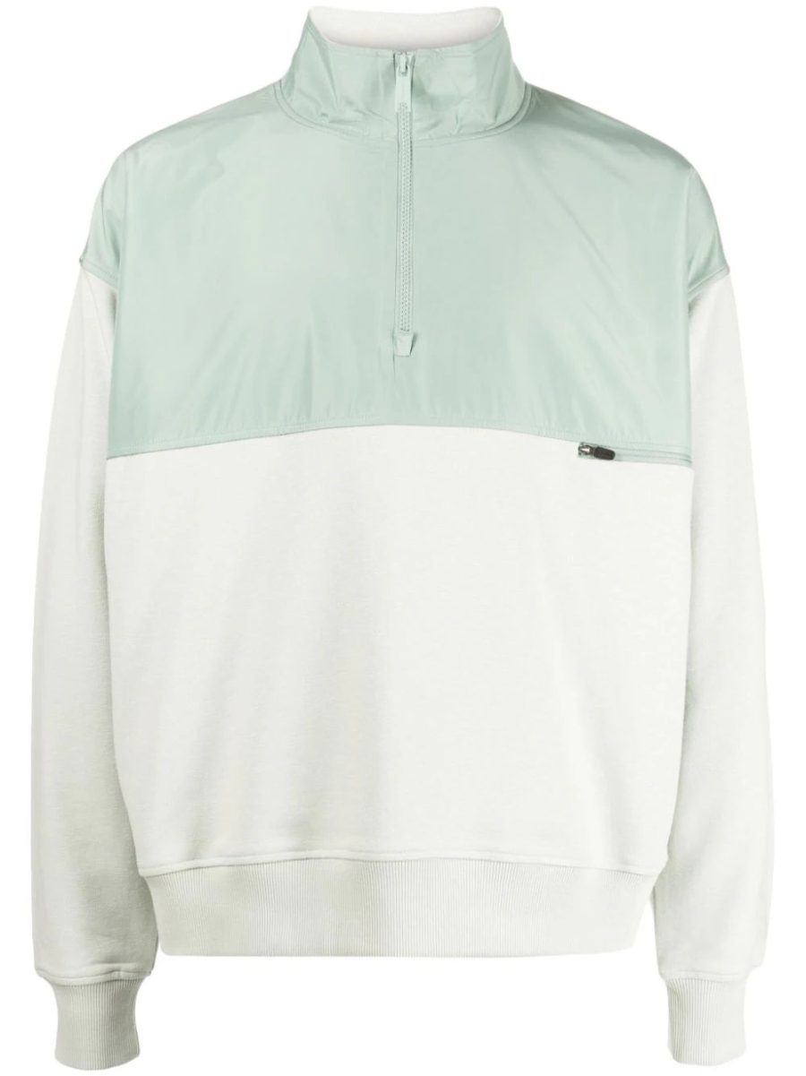 ALPHA TAURI Shybo Knit Half-Zip Panelled Sweatshirt Sage Light Green