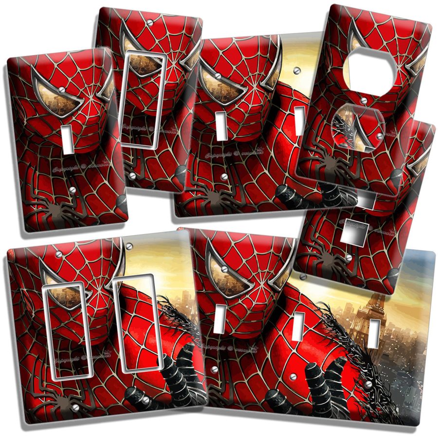 AMAZING SPIDERMAN LIGHT SWITCH OUTLET PLATES MEN CAVE GAME PLAY ROOM BEDROOM ART