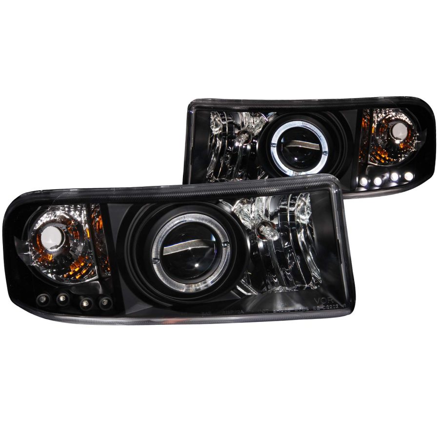 ANZO 111196 Black Halo Projector Headlight with Clear Lens and Amber Reflector for Dodge RAM