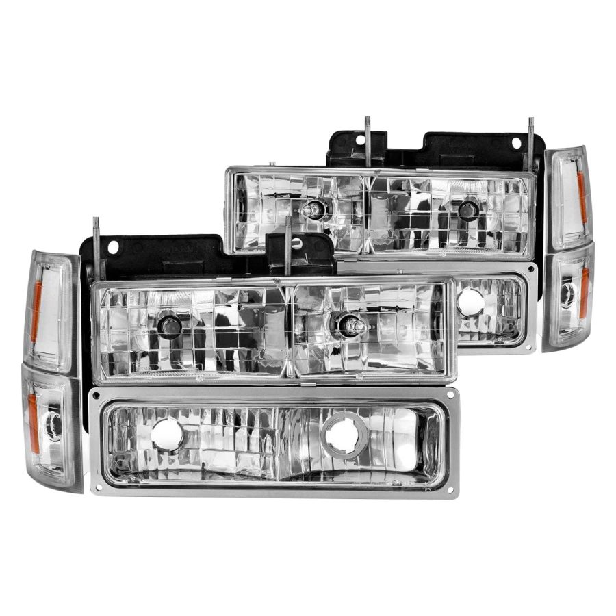 ANZO 111506 88-98 Chevrolet C1500 Crystal Headlights Chrome w/Signal and Side Marker Lights