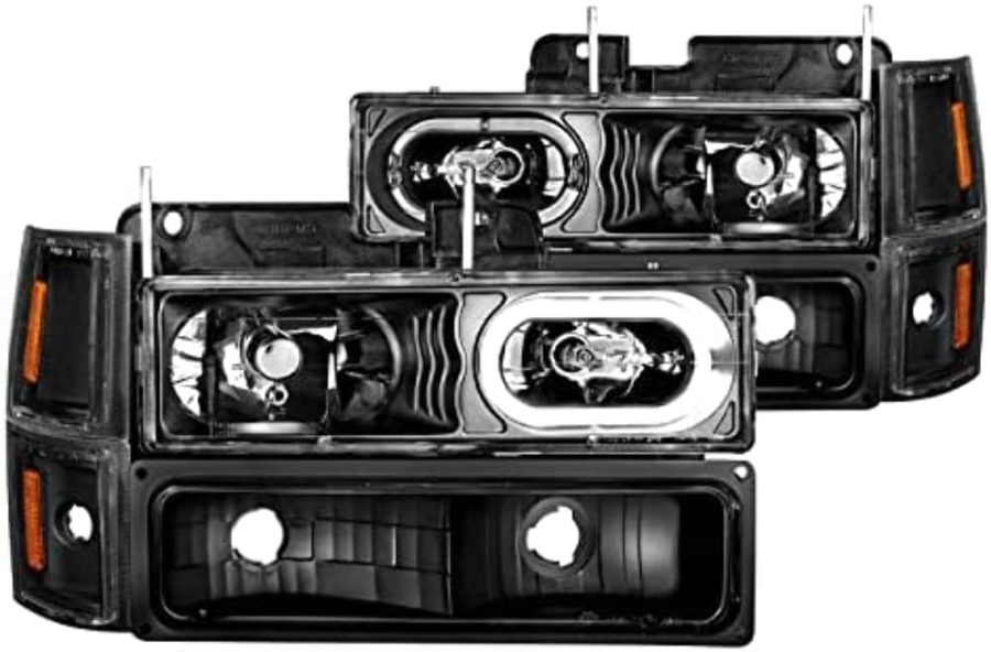 ANZO 111507 88-98 Chevrolet C1500 Crystal Headlights Black Housing w/Signal and Side Marker Lights