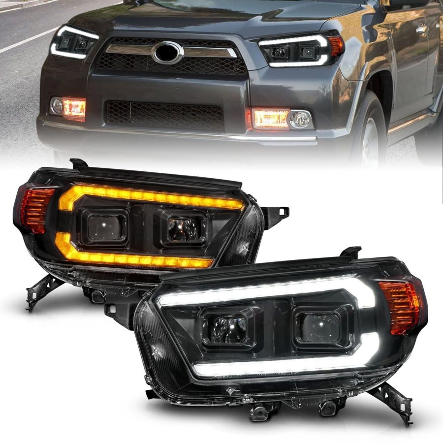 ANZO 111602 Black Projector Headlights With LED DRL And Sequential Turn Signal