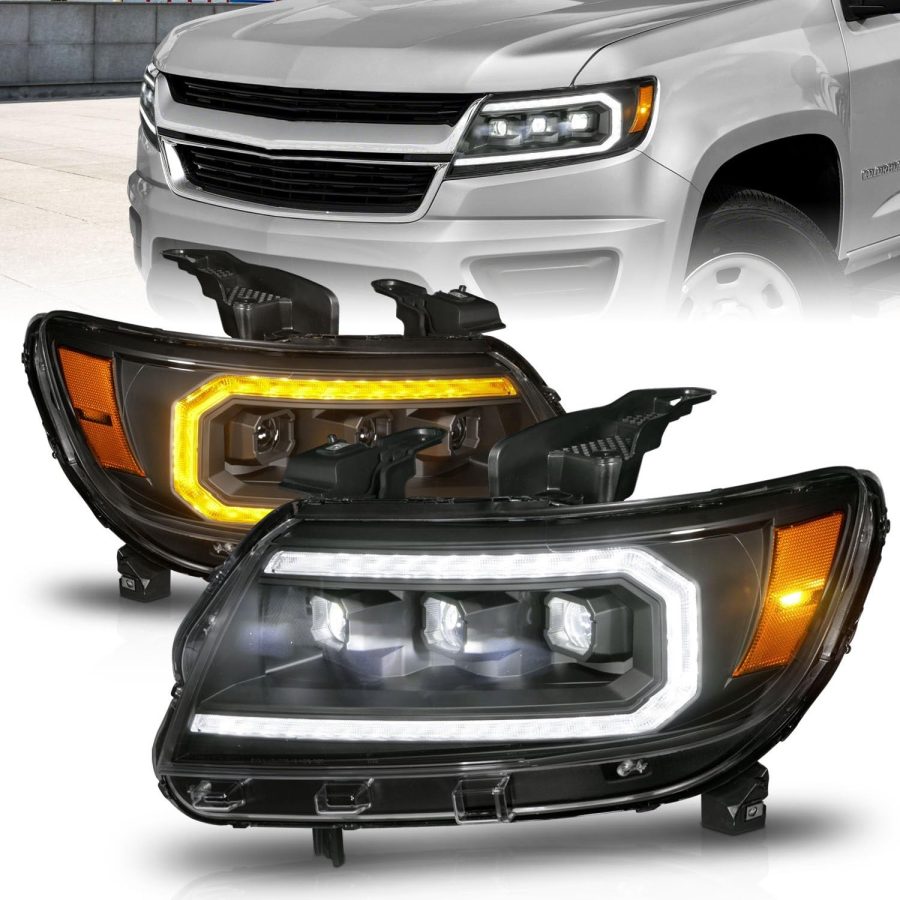 ANZO 111615 Black Light Tube Projector LED Headlights With DRL And Sequential Turn Signal