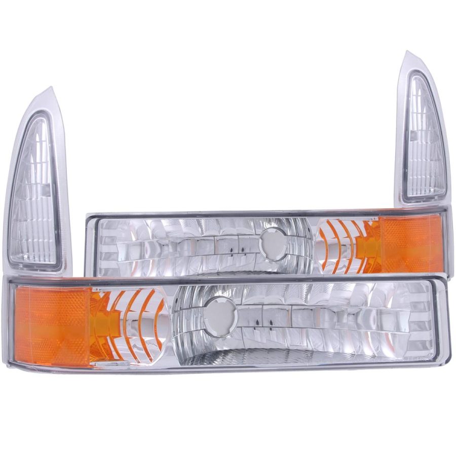 ANZO 511039 Ford Super Duty Chrome Euro with Amber Reflector Parking Light Assembly (Pair)