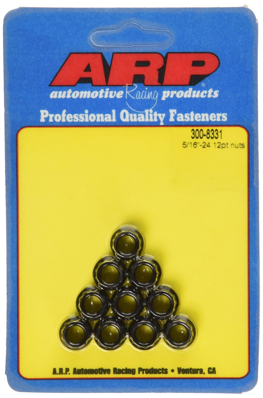 ARP 300-8331 Stainless Steel 12-Point Nuts, Package Of 10, With 5/16 - 24 Thread Size And 3/8 Socket Size