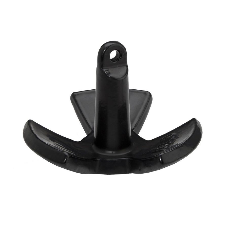 ATTWOOD 9946B1 Solid Cast Iron 18-Pound Large Eye River Boat Anchor, Black PVC-Coated Finish