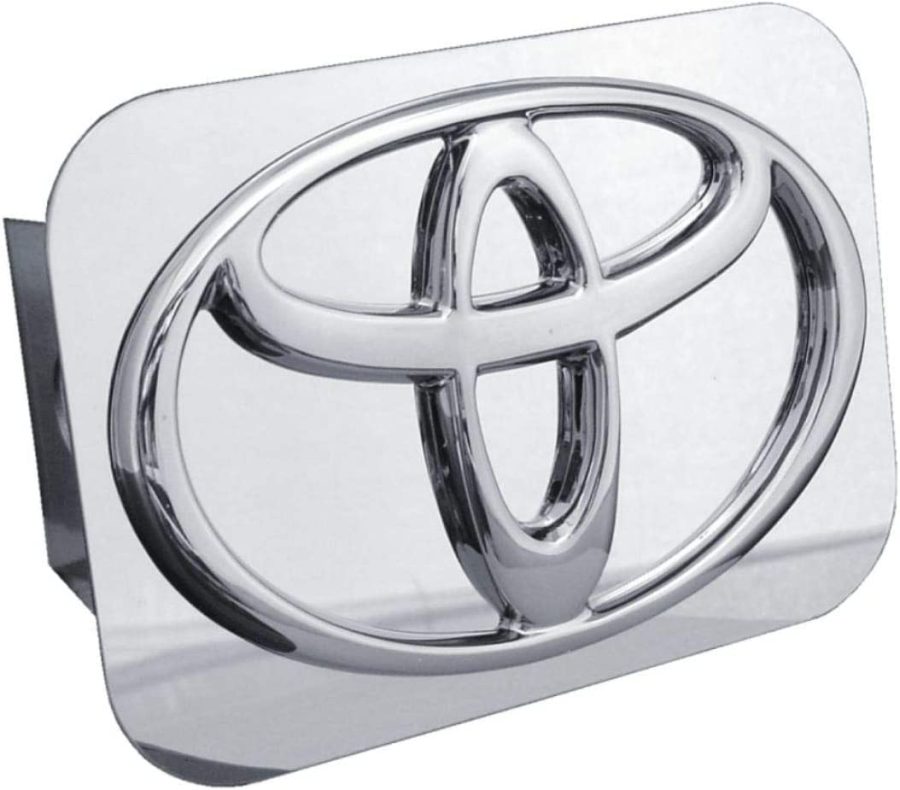 AUTO GOLD T.TOY.C Trailer Hitch Cover; Fits 2 Inch Receiver; Toyota Logo; Chrome; Stainless Steel