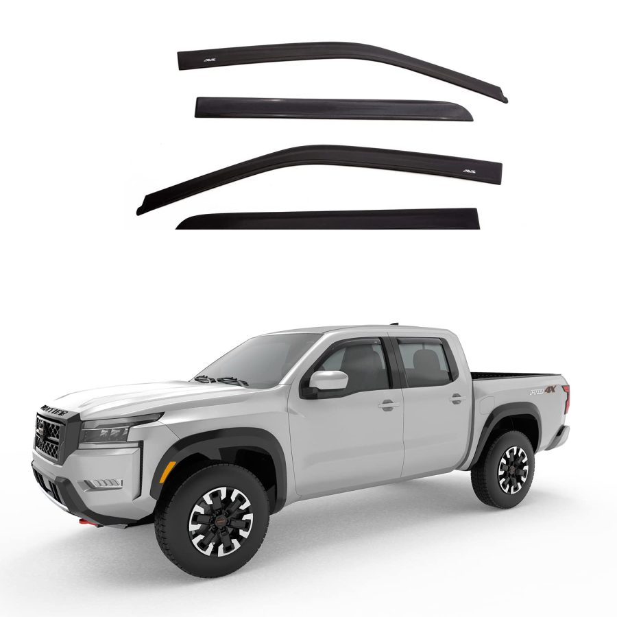 AVS 194977 In-Channel Ventvisor / Rain Guards | Fits 2016 - 2024 Nissan Titan XD, 2017 - 2024 Nissan Titan Crew Cab- Smoke, 4 pcs.