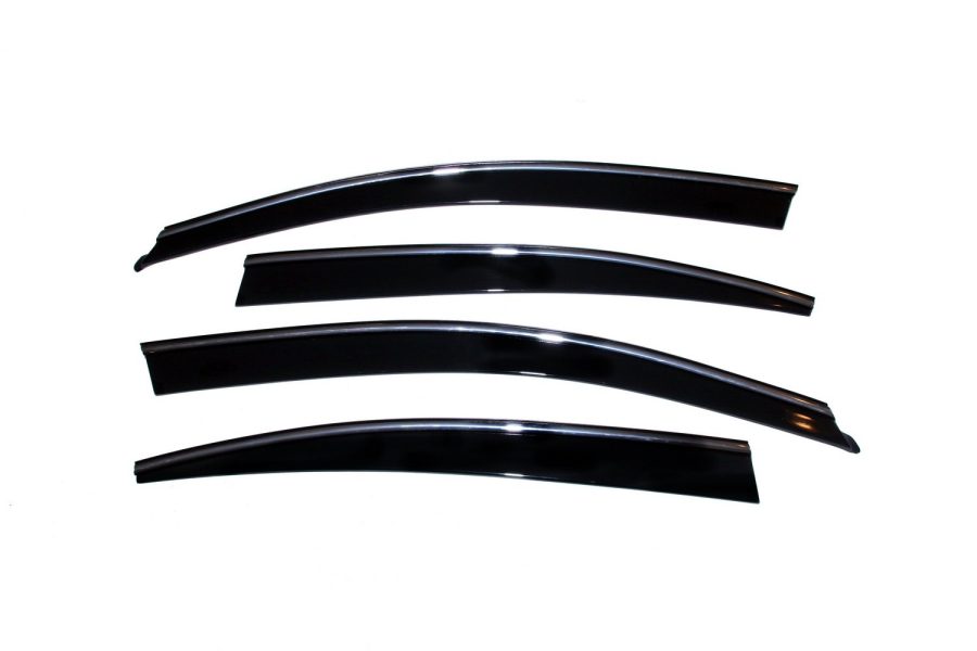 AVS 794011 Low Profile Ventvisor / Rain Guard | Fits 2009 - 2015 Nissan Maxima, Smoke w/Chrome Trim, 4 pcs.