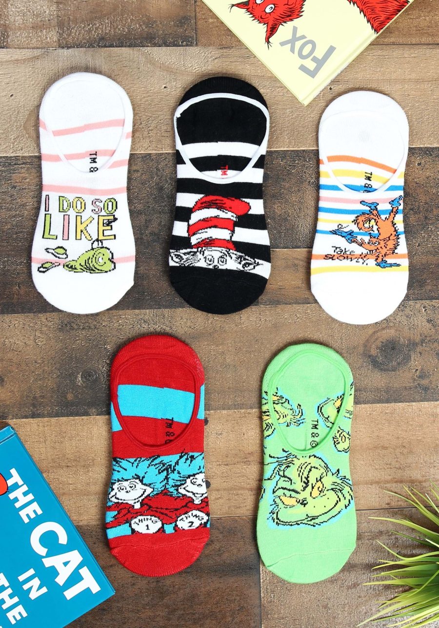 Adult Dr. Seuss No Show 5 Pairs Sock Set