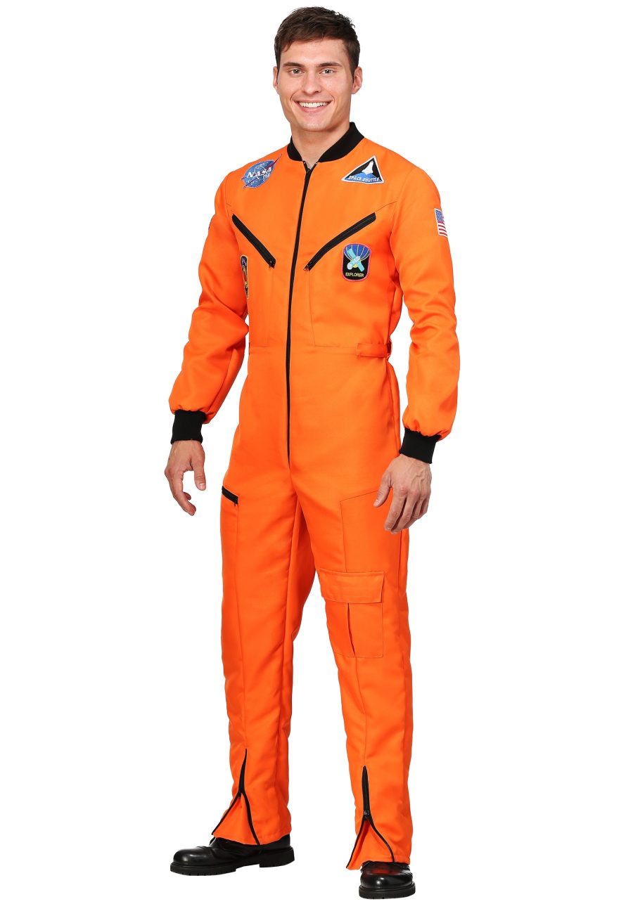 Adult Plus Size Orange Astronaut Jumpsuit Costume