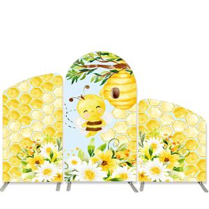 Aperturee Bee And Honey Floral Baby Shower Arch Backdrop Kit | Custom Arched Wall Covers | Round Arch Backdrop Cover | Chiara Arch Backdrop Diy