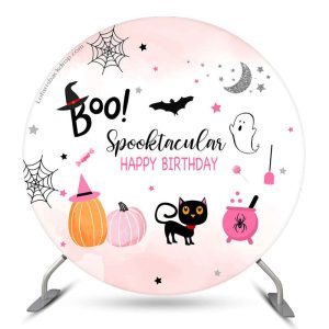 Aperturee Boo Spooktacular Round Halloween Birthday Backdrop | Round Backdrop Stand Covers | Round Backdrop Cover Diy | Birthday Round Backdrop Cover