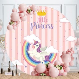 Aperturee Circle Little Princess Pink Baby Shower Backdrop