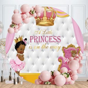 Aperturee Circle Pink Little Princess Baby Shower Backdrops