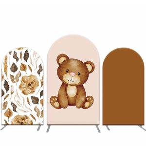 Aperturee Cute Bear Floral Arch Backdrop Cover For Baby Shower | Round Arch Backdrop Cover | Custom Chiara Arched Covers | Chiara Wall Backdrop Diy