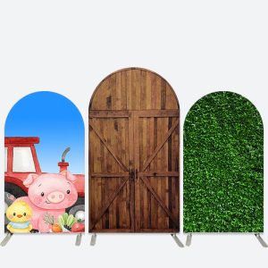 Aperturee Farm Animals Grass Wooden Baby Shower Arch Backdrop Kit | Circle Arch Backdrop Diy | Chiara Arch Backdrop Diy | Diy Chiara Backdrop Cover