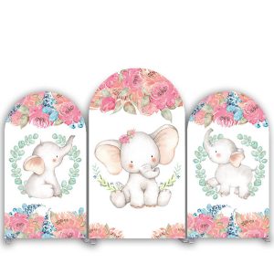 Aperturee Floral Elephant Baby Shower Arched Backdrop Kit | Chiara Arch Backdrop Diy | Custom Chiara Arched Covers | Chiara Wall Backdrop Diy