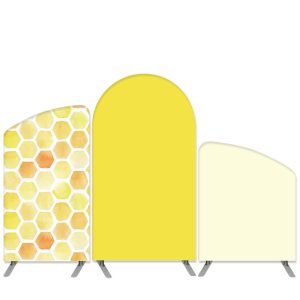 Aperturee Honey Bee Theme Yellow Baby Shower Arch Backdrop Kit | Custom Chiara Arched Covers | Round Arch Backdrop Cover | Diy Arch Backdrop Cover