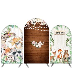 Aperturee Jungle Forest Animals Theme Wood Baby Shower Arch Backdrop Kit | Chiara Arch Backdrop Diy | Circle Arch Backdrop Diy | Wedding Arch Backdrop