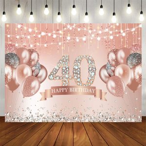 Aperturee Pink 40th Birthday Spark Balloon Diamonds Backdrop