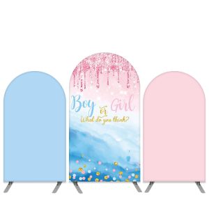 Aperturee Pink And Blue Glitter Theme Baby Shower Arch Backdrop Kit | Wedding Arch Backdrop | Round Arch Backdrop Cover | Custom Arched Wall Covers