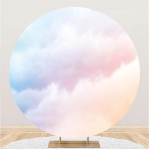 Aperturee Sky And Cloud Round Baby Shower Backdrop Decoration | Round Birthday Backdrop Cover | Round Backdrop Cover Diy | Round Party Backdrop