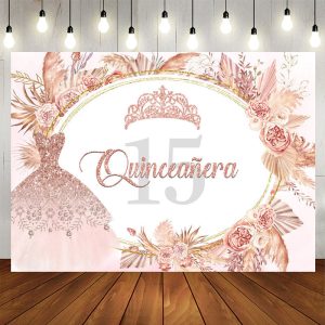 Aperturee Slight Sweet Pink Diamond 15Th Birthday Backdrop