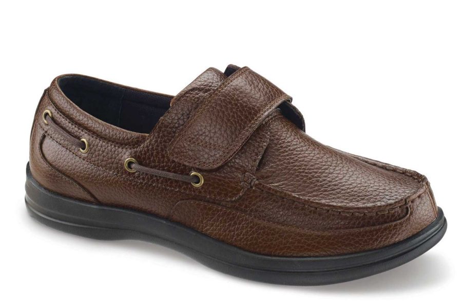 Apex Shoes A2100M Classic Strap Boat Shoe - Men's Comfort Therapeutic Shoe - Medium - Extra Wide - Extra Depth for Orthotics