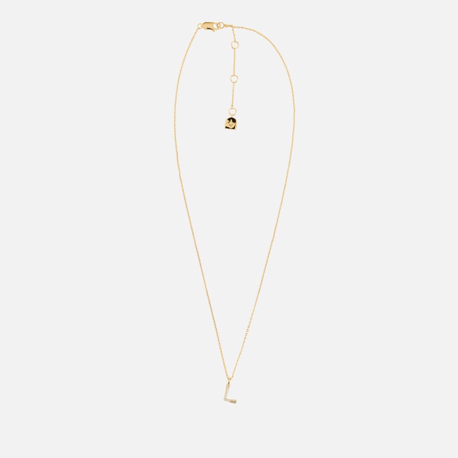 Astrid & Miyu Initial Pavé 18K Gold-Plated Necklace