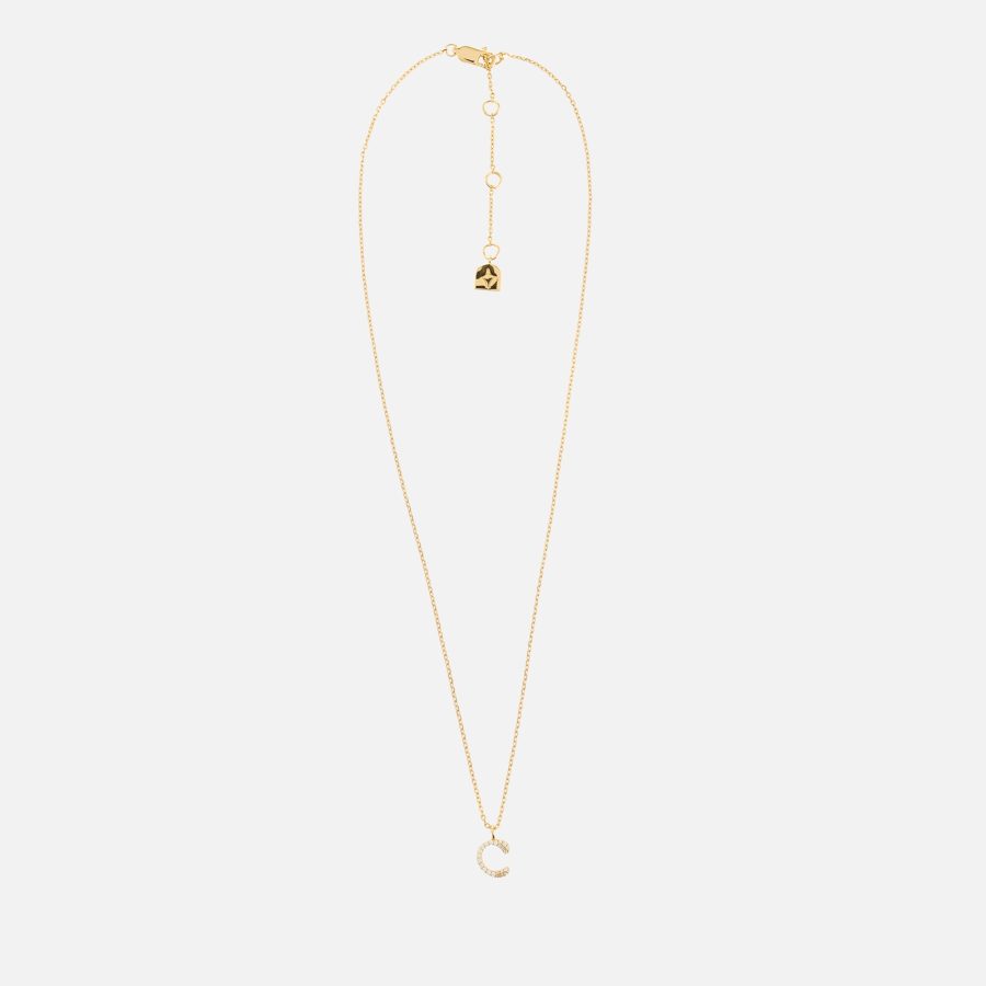 Astrid & Miyu Initial Pavé 18K Gold-Plated Necklace