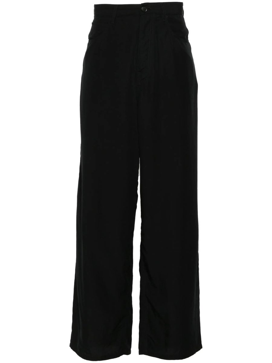 BALENCIAGA Wide Leg Lyocell Mid-Rise Trousers Black