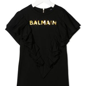 BALMAIN KIDS Logo print cotton T-shirt Black