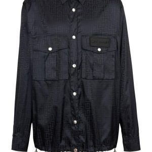 BALMAIN Monogram Nylon Overshirt Black