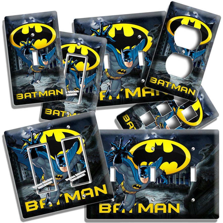 BATMAN FOREVER SUPER HERO BAT SIGNAL LIGHT SWITCH OUTLET PLATES NERD ROOM DECOR