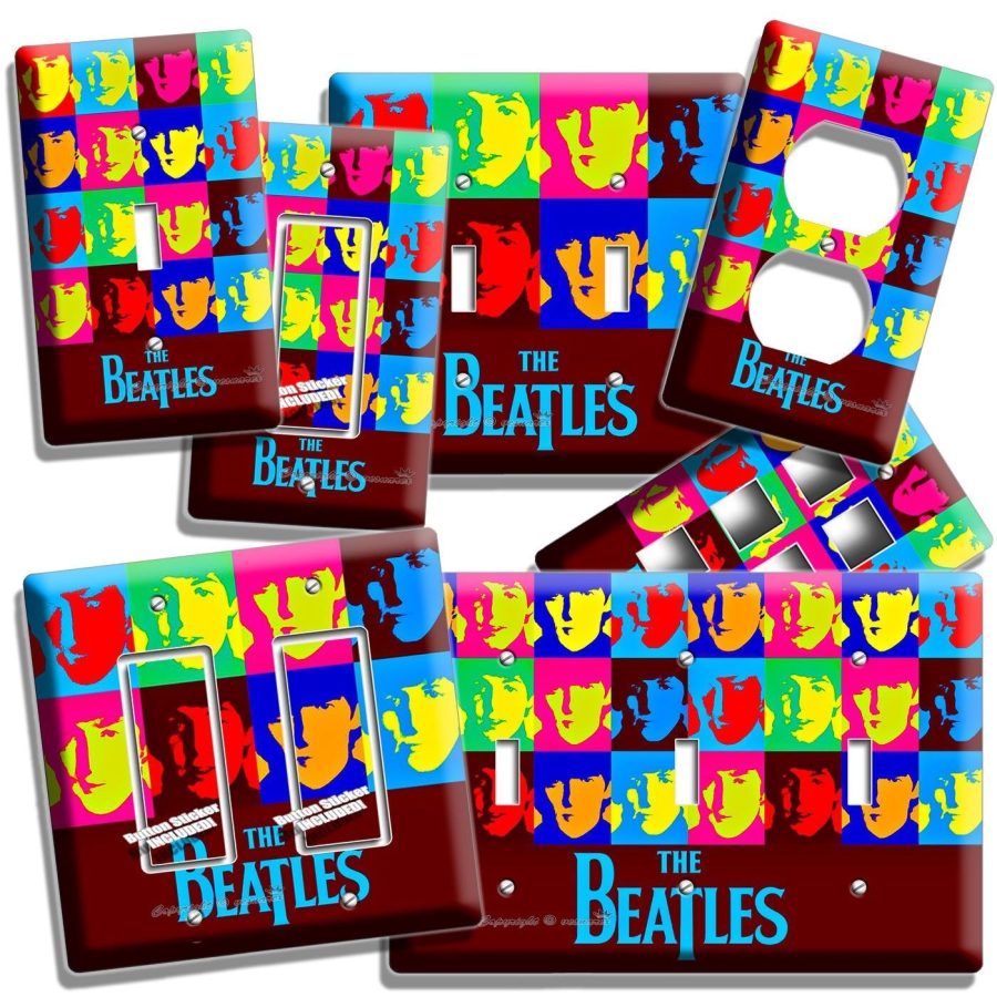 BEATLES POP ART JOHN GEORGE PAUL RINGO LIGHT SWITCH OUTLET WALL PLATE STUDIO ART