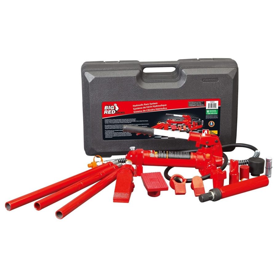 BIG RED 4 Ton Porta Power Kit Hydraulic Ram Auto Body Frame Repair Kit 17 pcs...