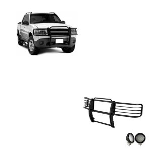 BLACK HORSE 17FJ24MA-PLFB Grille brush Bumper Guard Modular Black Come with Pair of 5.3 INCHLED Light with Black Trim Ring Compatible with 2001-2003 Ford Explorer Sport|2001-2005 Ford Explorer Sport Trac