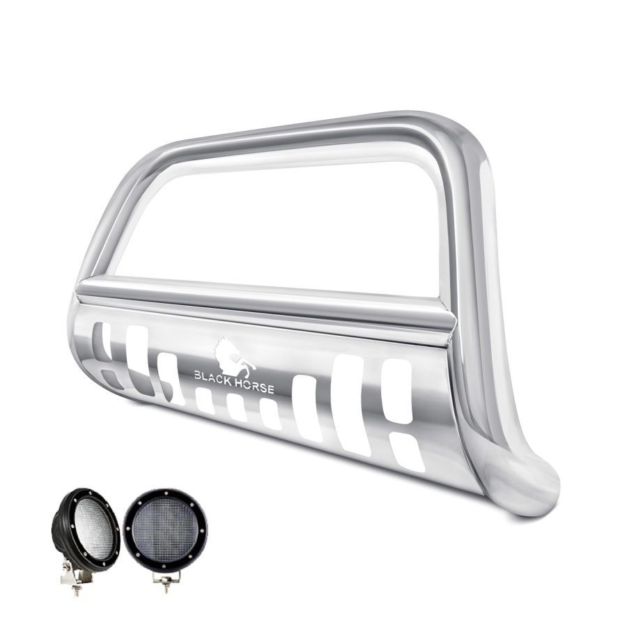 BLACK HORSE BBDG112-SP-PLFB Bull Bar Incl. pair of 5.3 INCHDia.LED Lights,Stainless Steel Compatible with 19-24 Ram 1500 (Excl. Rebel & TRX Trim, 19-24 Ram 1500 Classic and 20-22 Ram 1500 Diesel Models)