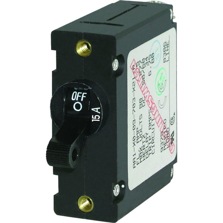 BLUE SEA 7208 AC / DC SINGLE POLE MAGNETIC WORLD CIRCUIT BREAKER - 15 AMP