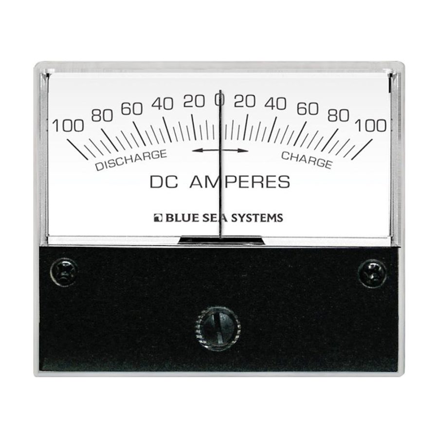 BLUE SEA 8253 DC ZERO CENTER ANALOG AMMETER - 2-3/4 INCH FACE, 100-0-100 AMPERES DC