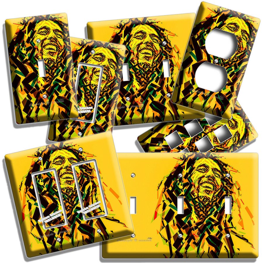 BOB MARLEY RASTAMAN ABSTRACT LIGHT SWITCH OUTLET WALL PLATES MUSIC STUDIO DECOR