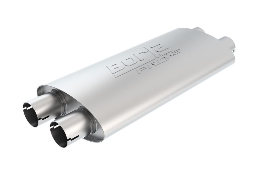 BORLA 400493 ProXS ProXS Muffler 2.5 INCH Dual Inlet/ 2.25 INCH Dual Outlet, 4 INCH x 9.5 INCH Oval, 19 INCH Long Body, 24 INCH Overall Length. Internal X-Pipe. Universal Part. Reversible Design. Notched Necks.