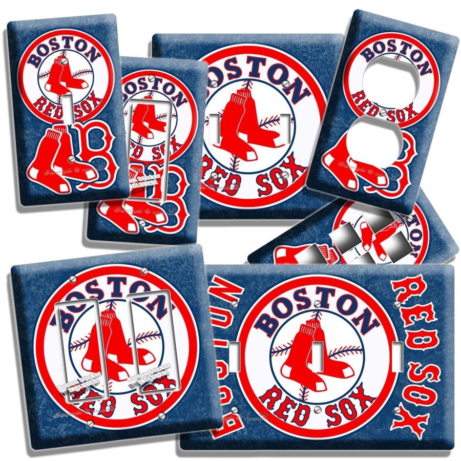 BOSTON RED SOX BASEBALL TEAM LIGHT SWITCH OUTLET WALL PLATES MAN CAVE ART DECOR