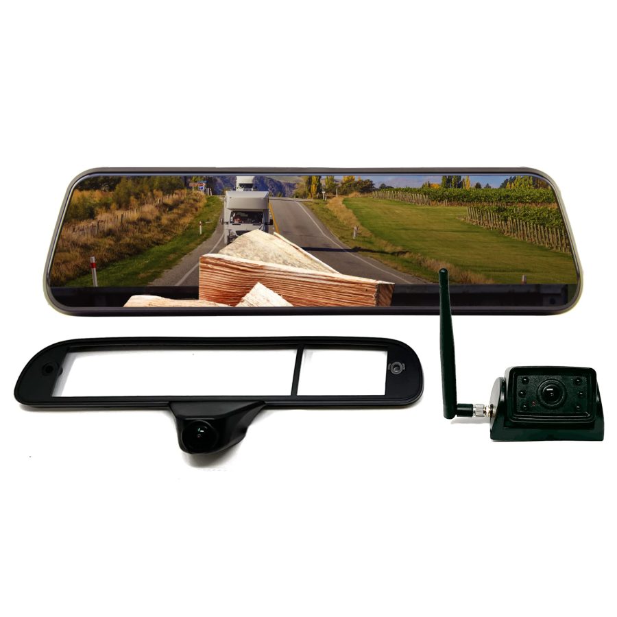 BRAND MOTION TRNS-2180 Wireless Transparent Trailer System w/Dual Rear Cameras and Display Mirror for Ford Super Duty (2011-2016) Edge to Edge Image Mirror Easy Install