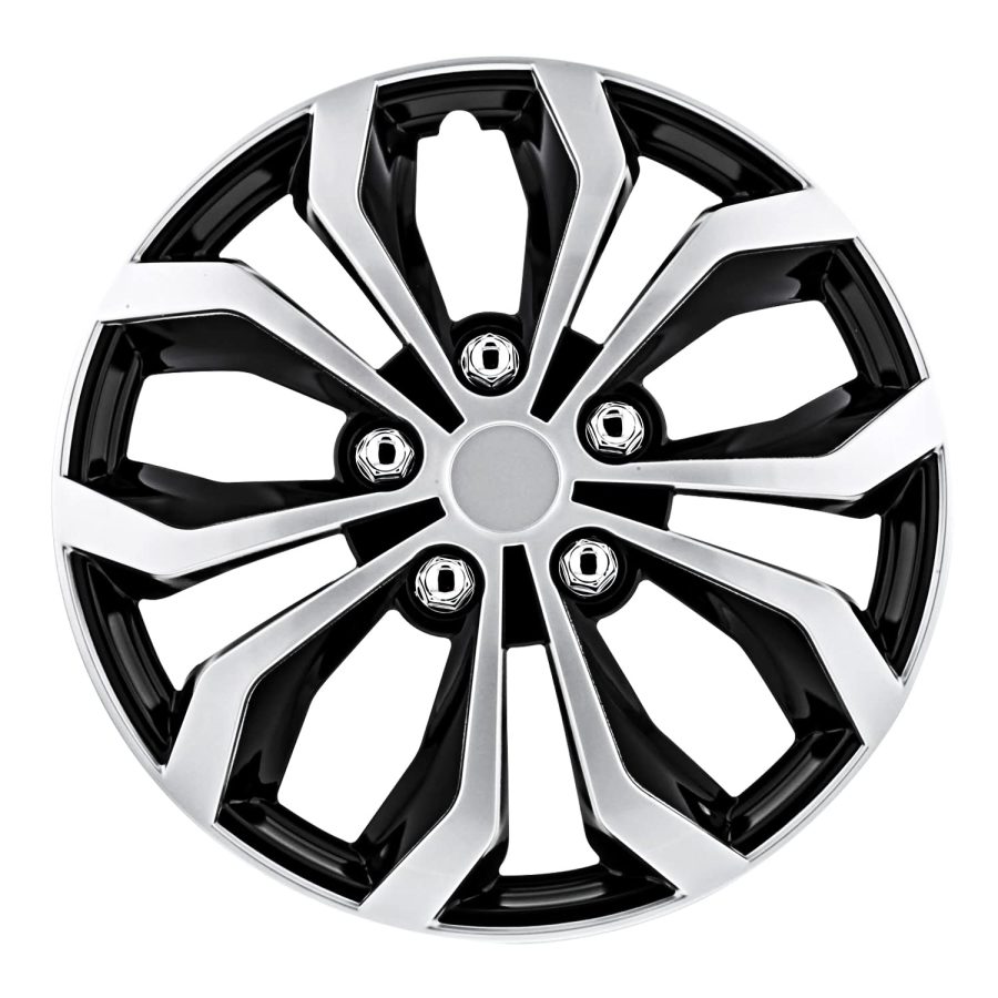 BULLY WH553-15S-BS Automotive Black/Silver 15 Inch 15 INCH Spyder Performance Wheel Cover | Fits Toyota Volkswagen VW Chevy Chevrolet Honda Mazda Dodge Ford and Others, 4 Count