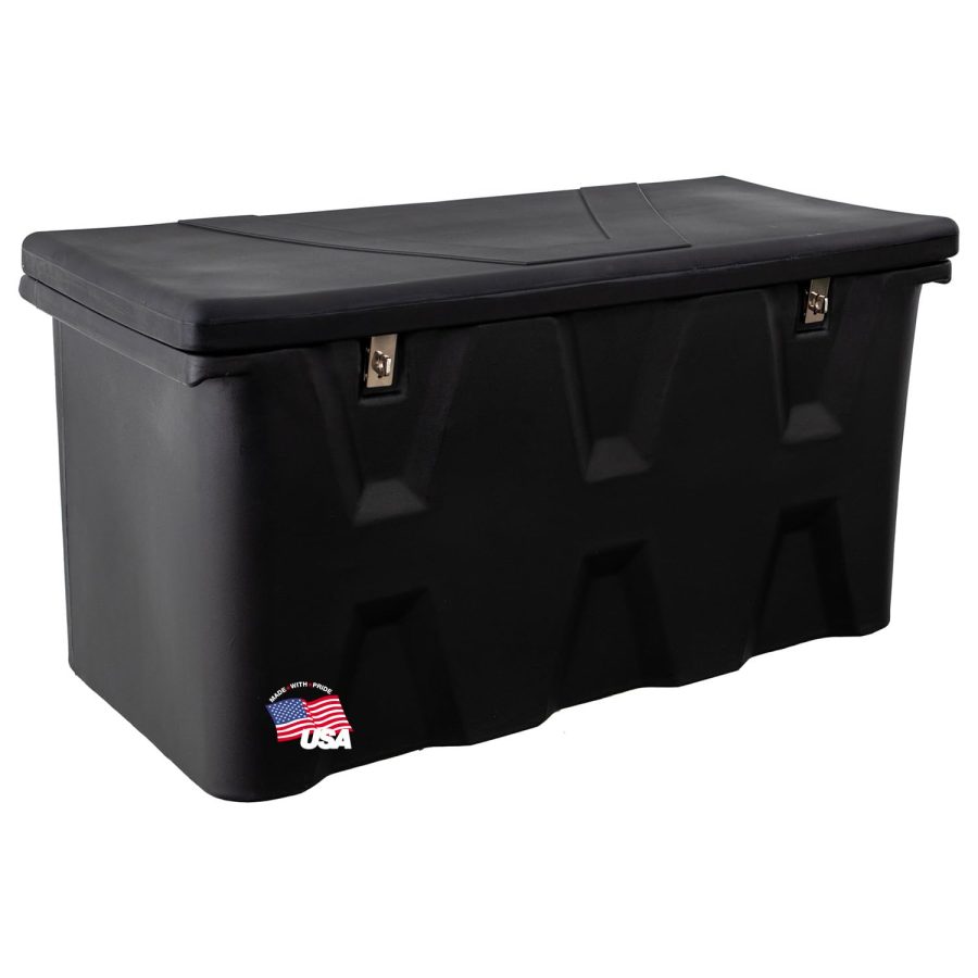 BUYERS PROD 1712240 Black Poly All-Purpose Chest, 44 x 17.5 x 19 Inch, 6.3 cu. ft, Contractor Toolbox For Storage And Organization, Durable Job Box