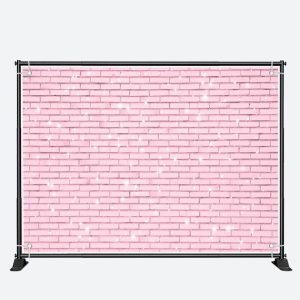 Baby Pink Brick Wall Girls Valentines Day Backdrop - Aperturee