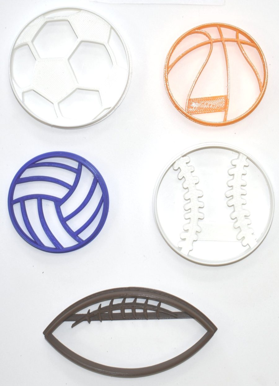 Balls Team Sports Football Basketball Soccer Set Of 5 Cookie Cutters USA PR1079